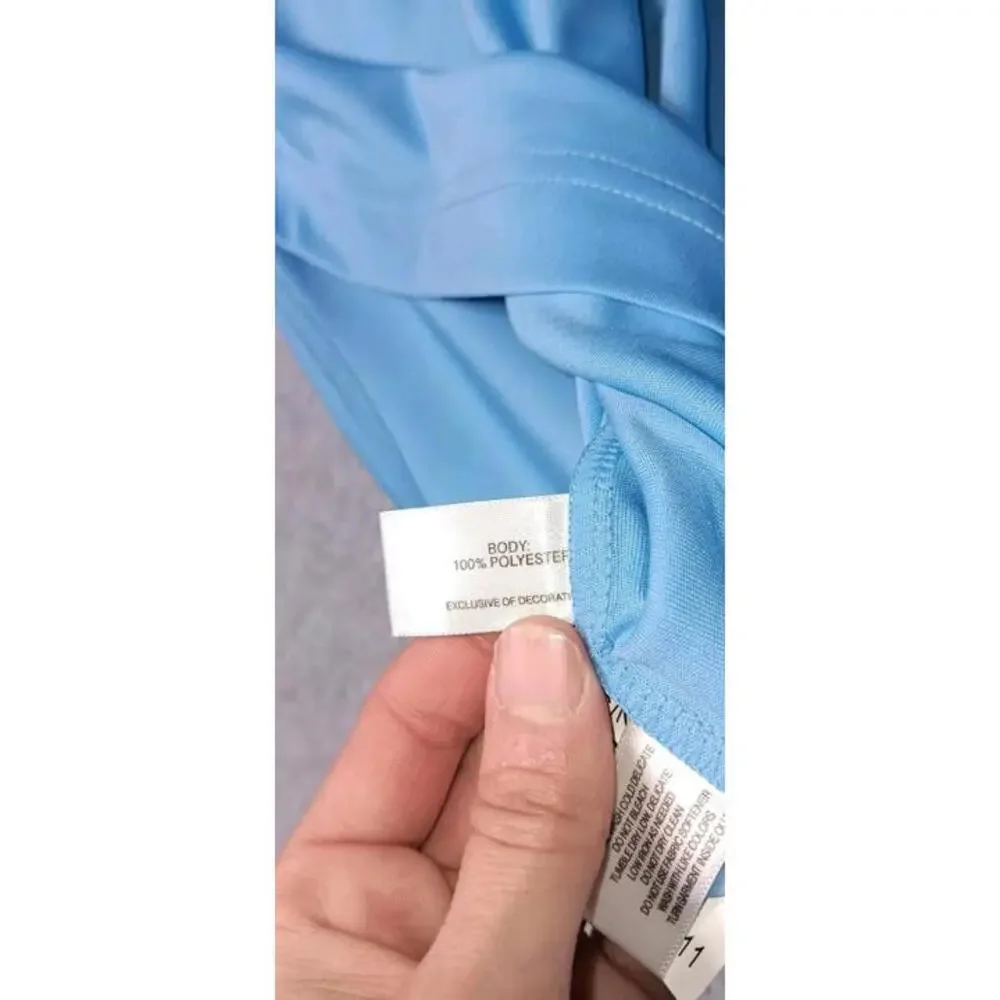 NWT Cutter & Buck Polo Shirt Mens Size Medium Light Blue Collar Buttons 